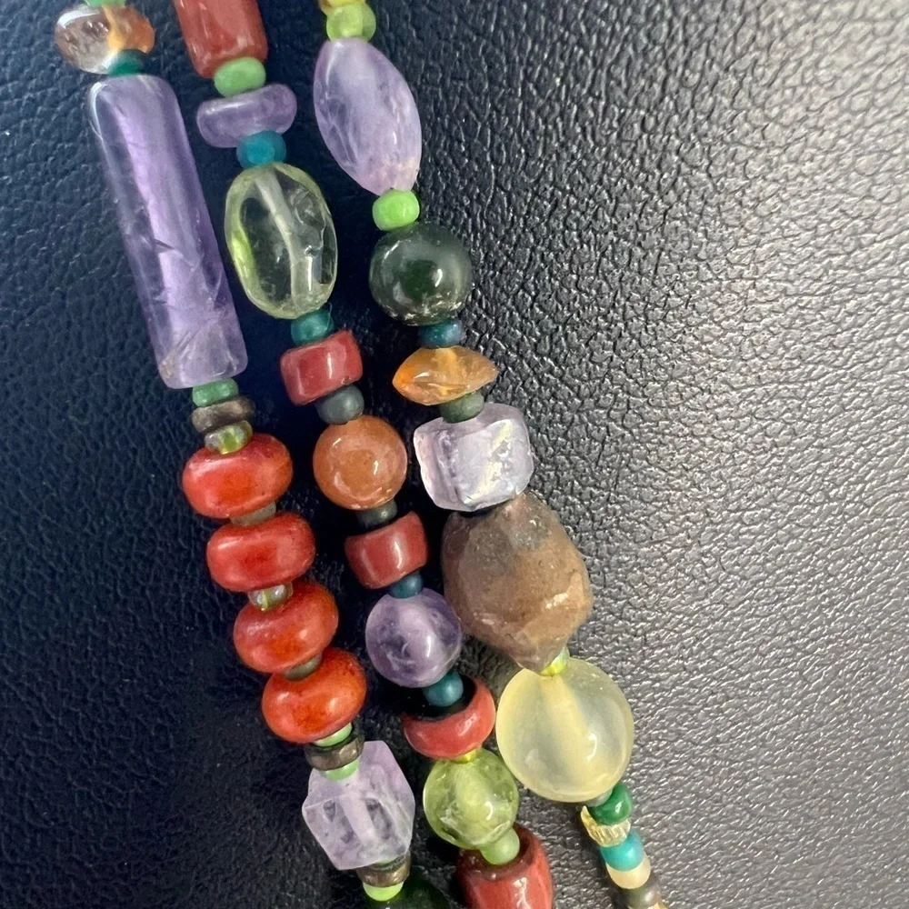 KVK .999 Fine Silver + Semi Precious Gem Necklace D2